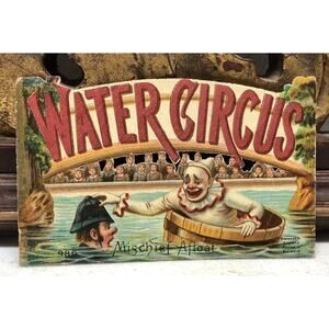 Victorian Die Cut "Water Circus" Scrap Mischief Afloat #986 by Raphael Tuck L1
